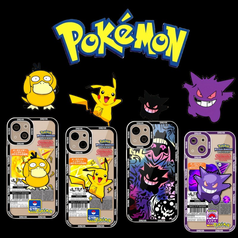 Jogo Anime Pokemon Pikachu Roxo Gengar Psyduck Capa Estampa Para Redmi Note  7 8 9 10 11 Pro 9A 9C 10A Desenho Fofo De Celular Em Silicone Transparente  - Corre Que Ta Baratinho