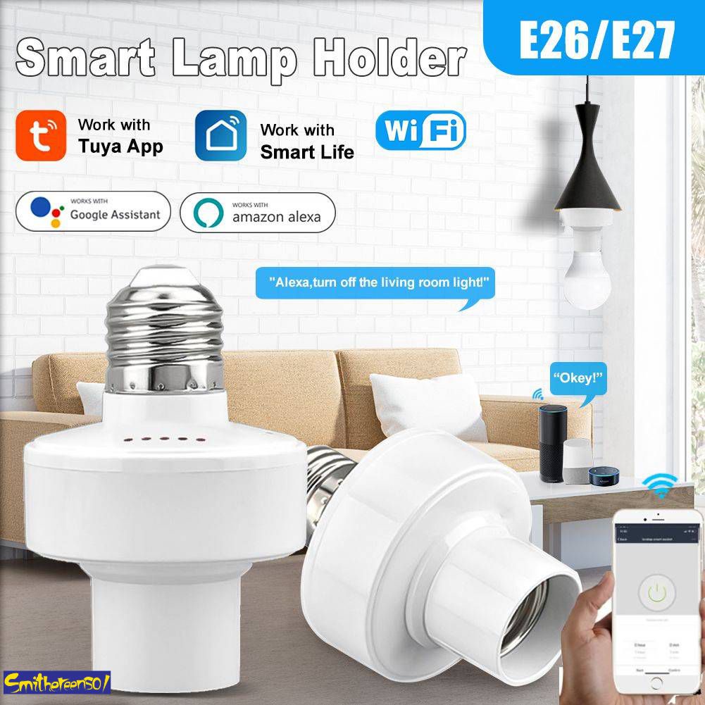 Tuya Wifi Inteligente Soquete De Lâmpada Alexa Google - E27/e26 Smithereens01