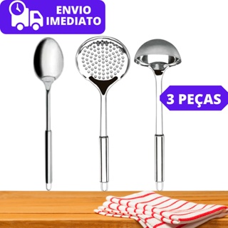 Kit Utensilios Para Cozinhar 5 Pecas - Jogo inox Conjunto - Peneira -  Concha - Colher - Espátula bolo - Pegador de Massas e Frios - PANAMI -  Original - Conjunto de Utensílios - Magazine Luiza