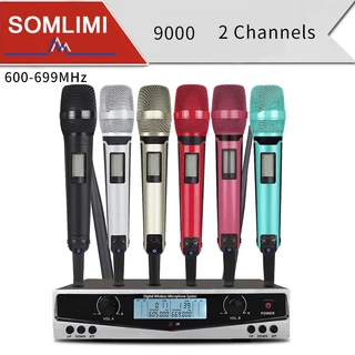 SOMLIMI 9100 600-699MHz KTV Wireless Microphone System UHF High Quality Professional Dual Dynamic