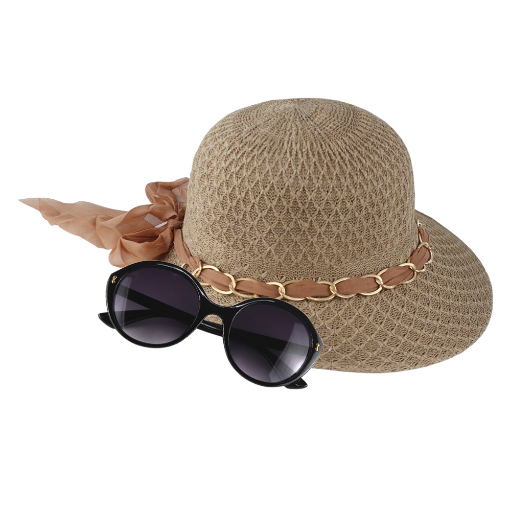 Chapéu De Palha Estilo Doflamingo & Óculos De Sol Espelhados
