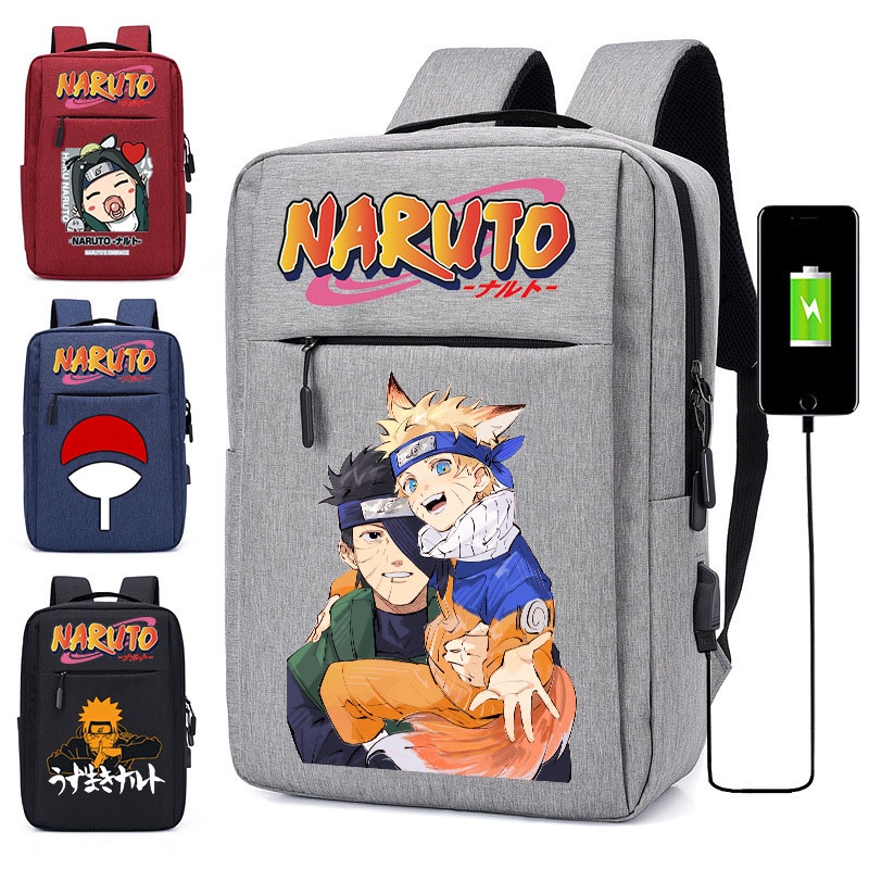 Mochila Anime Naruto Para Mulher Homem Coreana Estudante De Viagem Escola (Interface USB)