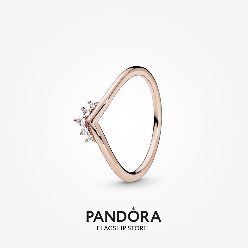 Anel Pandora Prata Rosa Tiara Wishbone Diamante G702 Shopee Brasil