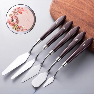 Conjunto 5Pcs/Set Espátula De Bolo De Manteiga De Aço Inoxidável Raspador Metal Mais Suave Ferramentas Para Pastelaria