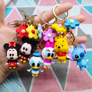 Bonito Desenho Animado Disney Silicone Minnie Mickey Stitch Porta-Chaves Decoração De Estojo Para Crianças