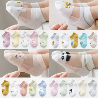 5 Pares/Lote 0-5Yrs Meias De Bebê Verão Malha De Algodão Desenho Animal Infantis Fofas Para Recém-Nascidos Menino Toddler Bebês