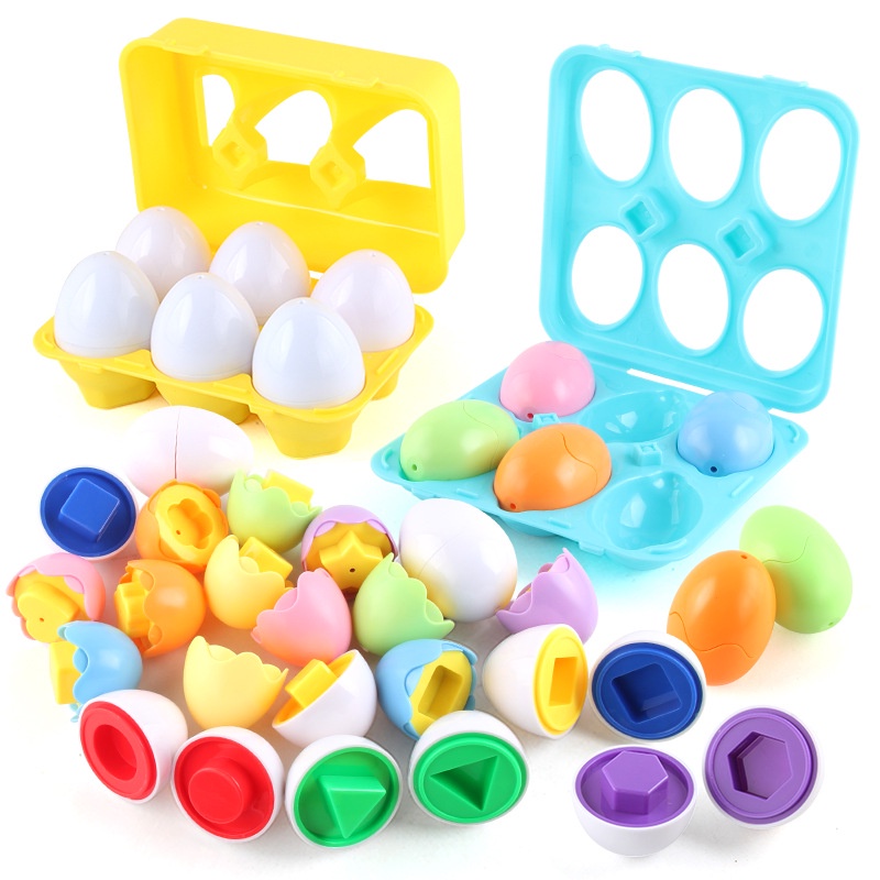 Ovos combinando, 6 pcs conjunto de reconhecimento de forma de cor encontrar  ovo de páscoa, cultivar imaginação brinquedo educacional com suporte de ovos  para jogo de bingo, presente, festa, viagem