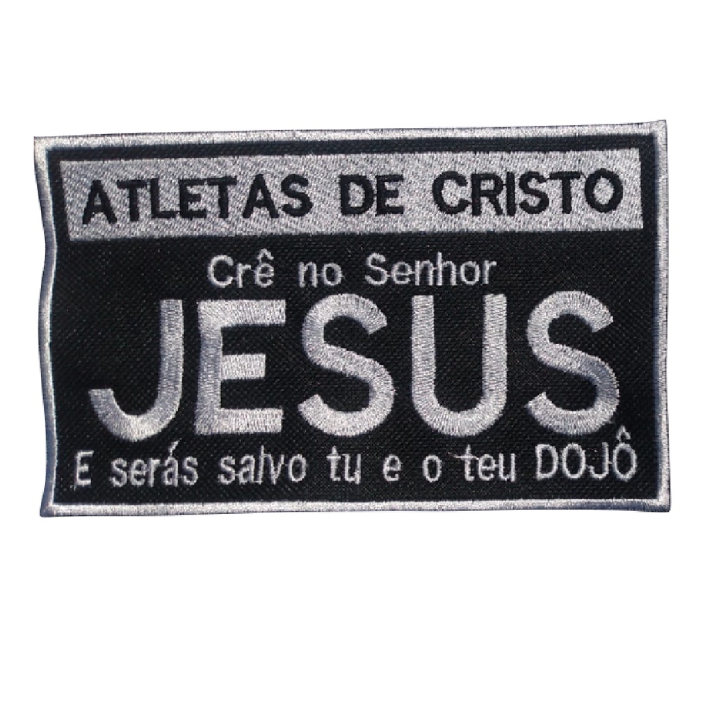 Patch Bordado Jiu Jitsu Preto branco 9cm x 15cm - Atleta de Cristo ...