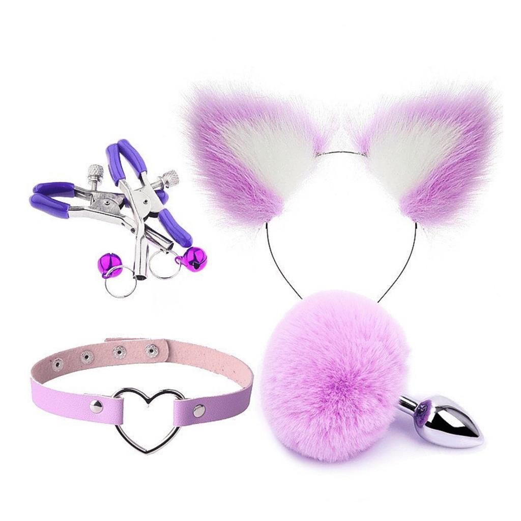 Kit Fantasia Coelinha Plug Anal Rabinho Cauda Coelho Grampo Seios Mamilo  Lilas | Shopee Brasil