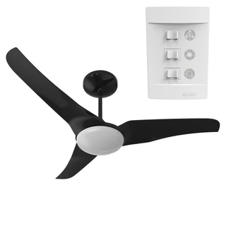 VENTILADOR DE TETO ALISEU SLIM PRETO COM CONTROLE DE PAREDE