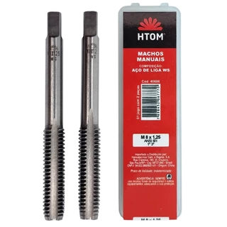 Jogo Macho Manual M8 x 1.25mm Aço Liga WS com 2 Peças HTOM