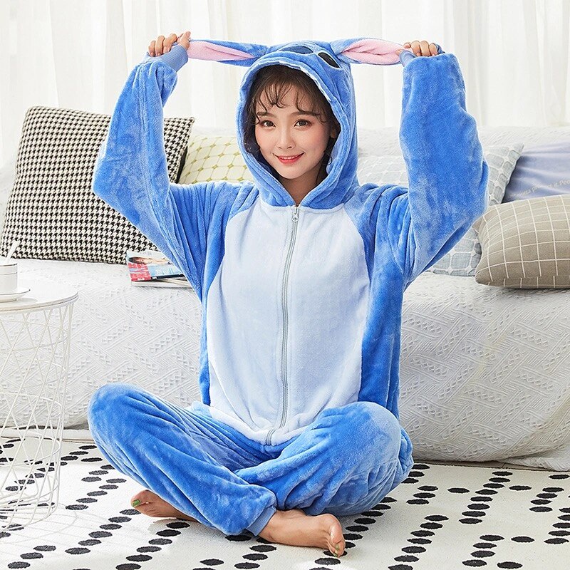 Pijama Feminino Kigurumi Fantasia Cosplay Pelúcia Confortável