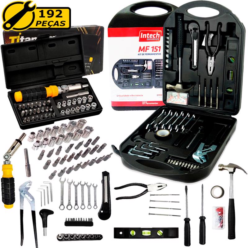 Kit Jogo Ferramentas 192 Peças Semiprofissional Serviço Gerais Mais Maleta Soquetes Bits