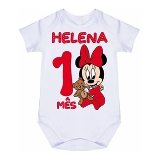 Body Personalizado Mêsversário Minnie E Panda Rosa