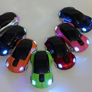 Rato Sem Fio 2,4g 1600dpi Mouse Usb Receptor Led Luz Em Forma De Carro Óptico Para PC Notebook De Computador