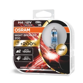 Par Lâmpada Osram Night Breaker 200 H4 3900K 200% + Luz