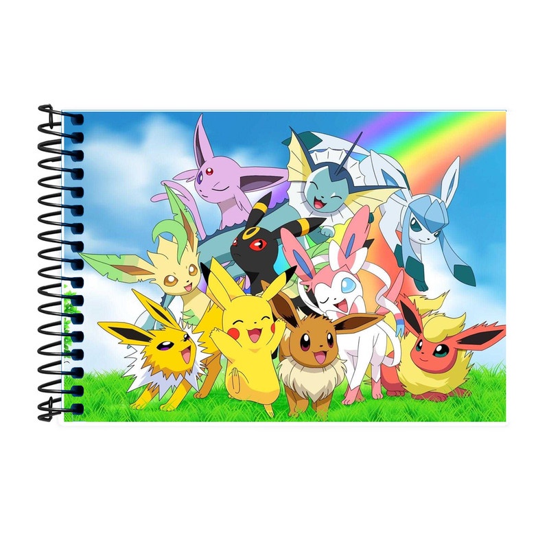 Caderno Desenho Pokémon Capa Dura 96 Folhas