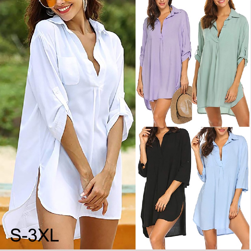 Saída de praia tipo hot sale camisa