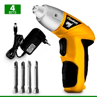 Parafusadeira Bivolt Elétrica Com Led 4.8V Bateria Lithium Para Serviços Gerais Com Dois Sentidos De Giro - Titanium