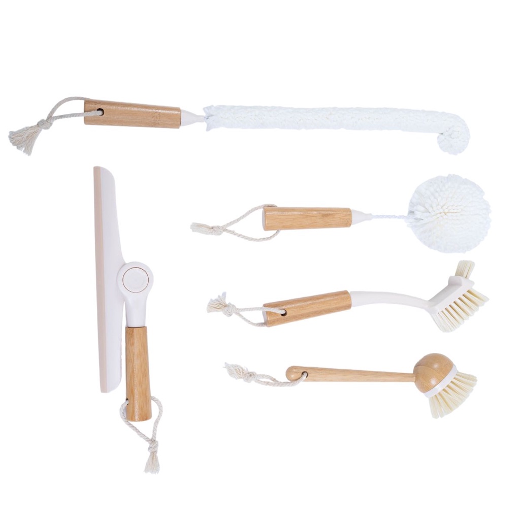 Kit 4 escova de limpeza e rodo de pia off-white - Oikos