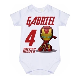 Body Bebe Infantil Personalizado Mêsversário Homem De Ferro