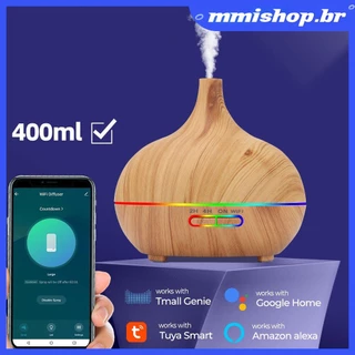 Tuya wifi umidificador de óleo essencial aroma difusor ultra sônico 400ml névoa fabricante luz led casa inteligente app controle trabalho com alexa e google
