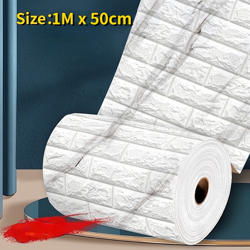 100x50cm Padrão De Tijolo 3D Papel De Parede Autoadesivo Espuma À Prova D'água Adesivos Decoração De Casa