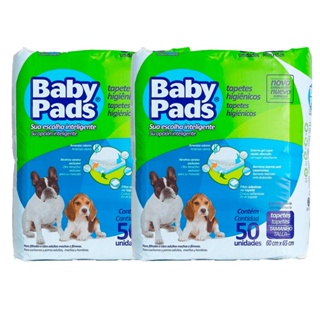 Kit 2 Tapete Higiênico Cães Baby Pads C/50 Unidades