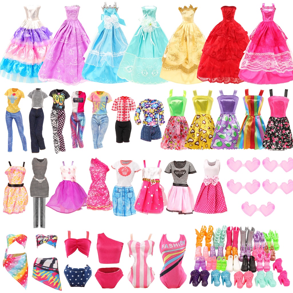 Moda artesanal 16 itens/lote acessórios brinquedo = 10 vestidos de