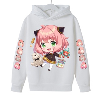 Anya e Bond Forger com capuz estampado feminino, pulôver anime