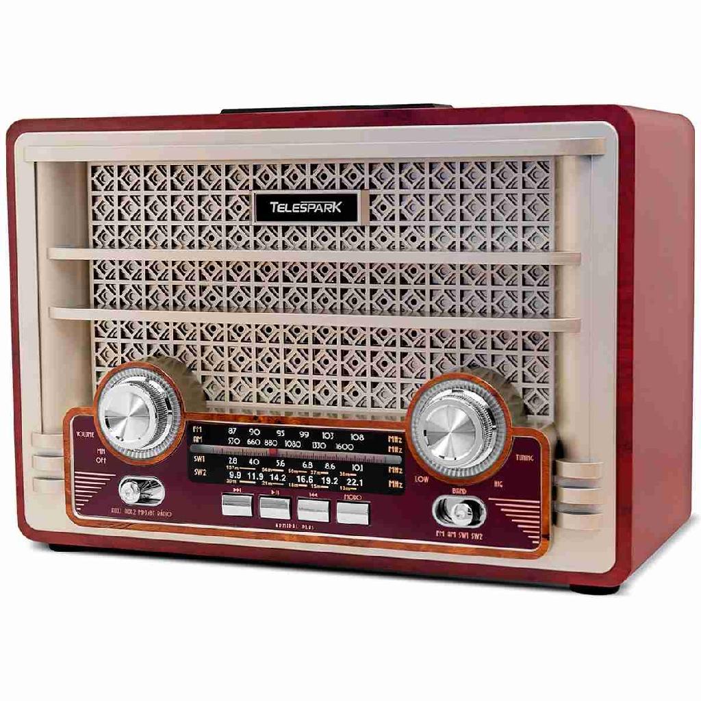 Rádio Retro Vintage Bluetooth USB SD Card Bateria Plus Telespark ...
