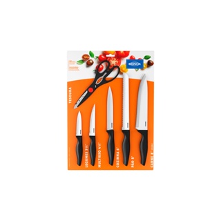 Conjunto de Facas Brinox Cross 6 Peças Preto
