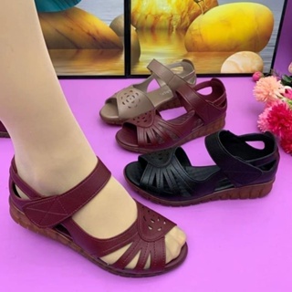 Sandálias Femininas Liso Pu Couro Sola Confortável Verão Casual Sapatos Mães Cor Sólida Plus Size