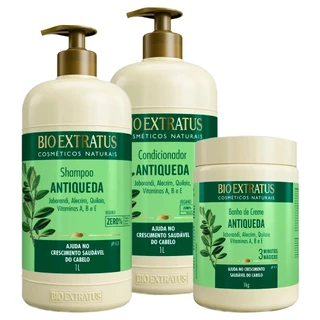 Kit Bio Extratus Jaborandi Antiqueda Shampoo Condicionador Máscara 1Litro/1Kg