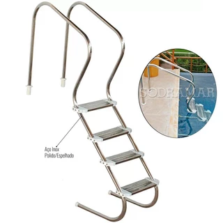 Escada confort em Inox para piscinas 2 POL 4 Degraus 010103 SODRAMAR em Oferta na Shopee