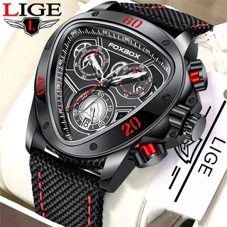Relógio LIGE Sport Racing Design Triângulo Geométrico Piloto Relógio Masculino Impermeável Relógios de Quartzo Luxo Marca Top