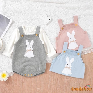 Dandelion-0-18 Meses Baby Sleeveless Cartoon Rabbit Impressão Romper De Malha Para Páscoa