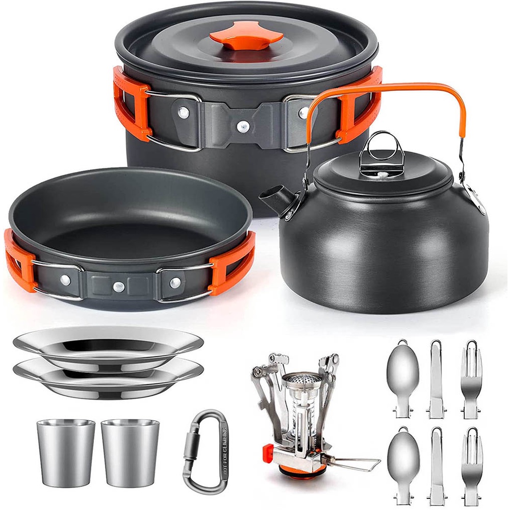 Conjunto De Cozinha Para Camping Exterior Equipamento Leve De Alumínio Kit De Utensílios De Caminhadas De Caminhada