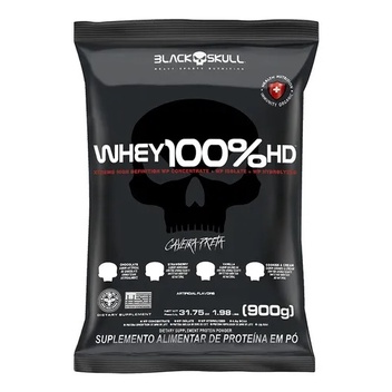 100% Pure Whey Protein HD – 3W – 900g Refil – Concentrado/Isolado/Hidrolisado – Lançamento – Black Skull