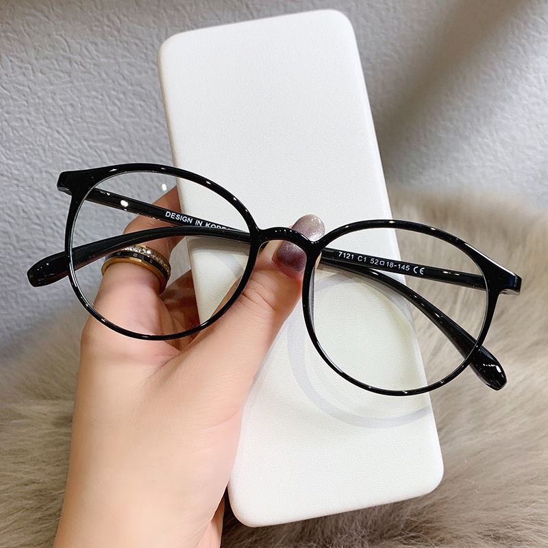 Óculos Anti-Radiação Luz Azul Ultraleve TR90 Feminino Clássico Com Lentes Intercambiáveis Armação Oval Marrom Transparente Para Senhoras