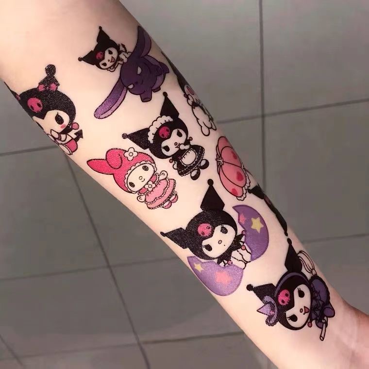 Sanrio Kuromi Tatuagem Adesiva Hello Kitty À Prova D'água Adesivo Lavável E Durável Desenho Animado Fofo Estudante