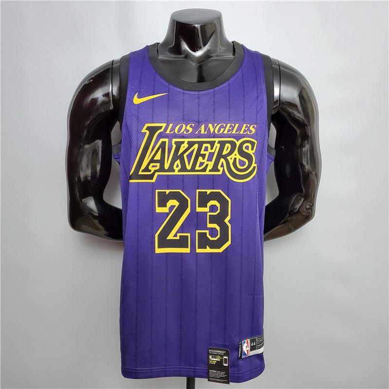 Camiseta Los Angeles Lakers 23 LeBron James Roxo 2023NBA Camisa Basquetebol Jersey