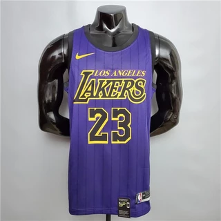 Basquetebol Jersey Los Angeles Lakers LeBron James Pescoço Redondo Roxo 2022NBA