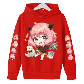 Anya e Bond Forger com capuz estampado feminino, pulôver anime fofo,  família Spy X, tops com capuz casual kawaii, outono e inverno