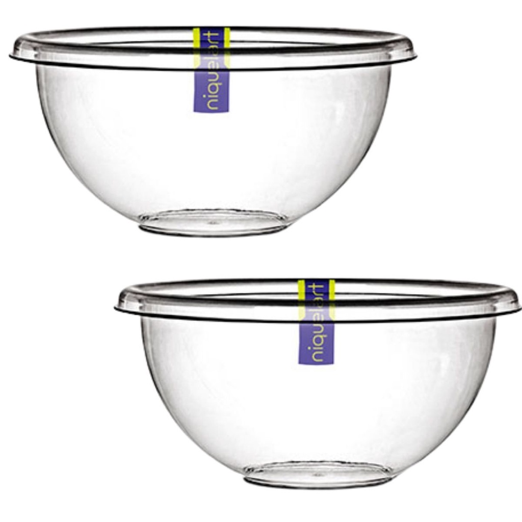Kit 2 Saladeiras Bowl Acrílico Redonda 7.8 Litros 34cm Tigela Grande Cozinha Receita Mesa Posta Niquelart