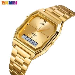 SKMEI 3 Time Digital Crono Relógio De Pulso Aço Inoxidável À Prova D