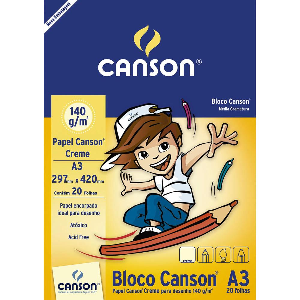 Bloco Papel Canson A3 Creme 140g com 20 Folhas - Canson | Shopee Brasil