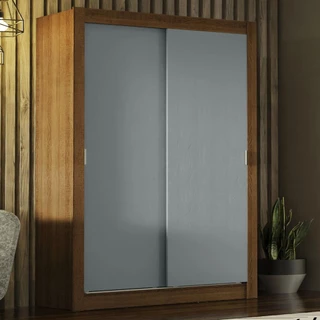 Guarda-Roupa Solteiro Madesa Denver 2 Portas de Correr - Rustic/Cinza em Oferta na Shopee