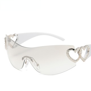 Óculos De Sol Punk One Piece New Y2k Rimless 2000 UV400 Mulher Designer Adoro Heart