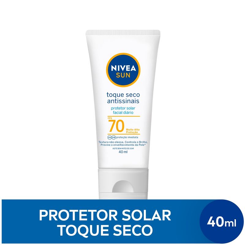 Nivea Sun Protetor Solar Facial Toque Seco Antissinais Fps70 40ml
